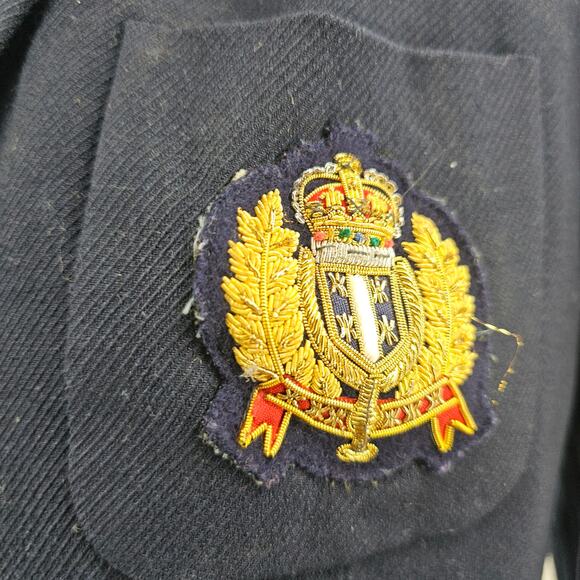 Talbots Navy Blue Gold Tone Embroidery Wool Blazer Jacket Preppy Women's 4 3611 - Picture 3 of 8